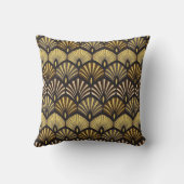 アールデコ金ゴールドブラックファンパターン クッション (裏面)