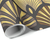 アールデコ金ゴールドブラックファンパターン ラッピングペーパー (ロールコーナー)