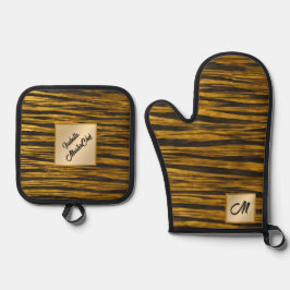 アールデコ金ゴールドブラックヴィンテージコレクシ人気があるョン 鍋つかみ&鍋敷きセット