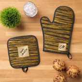 アールデコ金ゴールドブラックヴィンテージコレクシ人気があるョン 鍋つかみ&鍋敷きセット (トップダウン)