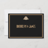 アールデコ金ゴールドブラック素晴らしギャツビーウェディングRSVPカード 出欠カード (裏面)