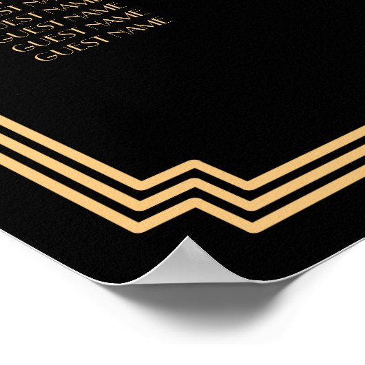 アールデコ金ゴールドブラック20x28結婚の座席表 ポスター (角)