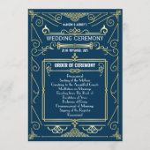 アールデコ金ゴールドブルーEntourage Order of Ceremony プログラム (正面)