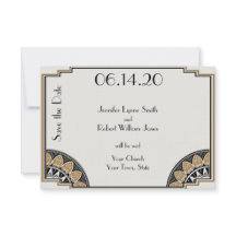 アールデコ金ゴールドポストウェディング日付の保存