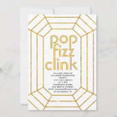 アールデコ金ゴールドポップ・アートのフィザニンザク大晦日パーティー 招待状 (正面)