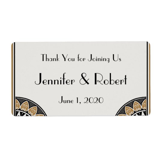 アールデコ金ゴールドポーズウォーターボトルラベル ラベル (正面)