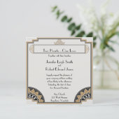 アールデコ金ゴールドポー結婚式招待状 招待状 (スタンド正面)