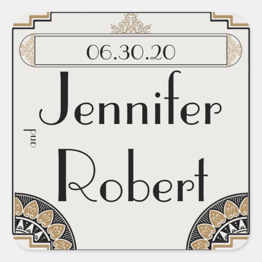 アールデコ金ゴールドポ結婚ス封筒用シール スクエアシール (正面)