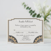 アールデコ金ゴールドポ結婚ス応答カード 出欠カード (スタンド正面)