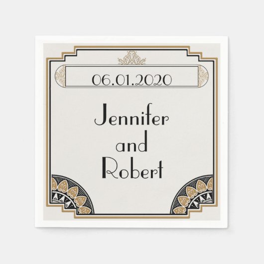 アールデコ金ゴールドポ結婚ースナプキン スタンダードカクテルナプキン (正面)