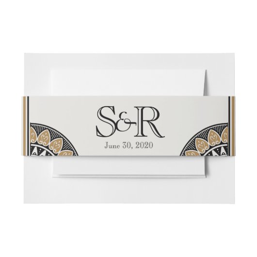 アールデコ金ゴールドポ結婚ーズベリーバンド 招待状ベリーバンド (正面例)