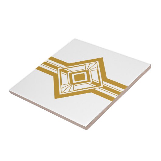 アールデコ金ゴールドマスタードイエロージオメト縁どリ タイル (側面)