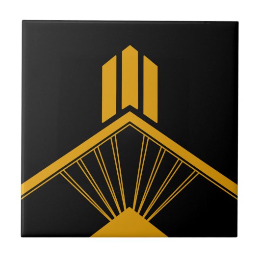 アールデコ金ゴールドマスター縁どドジオメトリブラック タイル (正面)