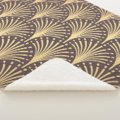 アールデコ金ゴールドミニマル：ジオメトリックラグジュアリ シェルパブランケット (3/4)