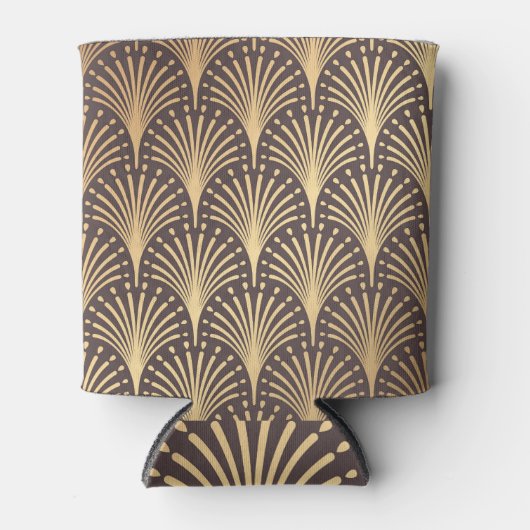 アールデコ金ゴールドミニマル：ジオメトリックラグジュアリ 缶クーラー (正面)