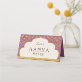 アールデコ金ゴールドムンダプ結婚アーチのエスコート名 プレイスカード (正面)