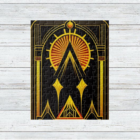 アールデコ金ゴールドレッドブラックアートワーク ジグソーパズル