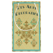 アールデコ金ゴールド及びティール（緑がかった色）フランスの装飾美術 スモールペーパーバッグ (裏面)