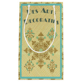 アールデコ金ゴールド及びティール（緑がかった色）フランスの装飾美術 スモールペーパーバッグ