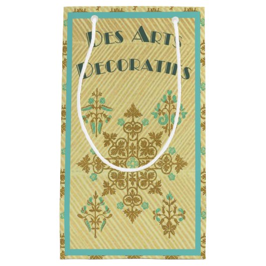 アールデコ金ゴールド及びティール（緑がかった色）フランスの装飾美術 スモールペーパーバッグ (正面)