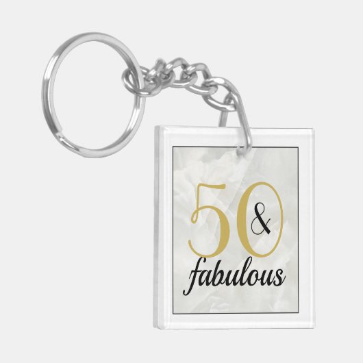 アールデコ金ゴールド大理石50と素晴らしい誕生日パーティー キーホルダー (正面左)