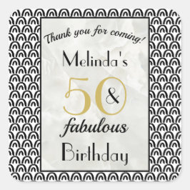 アールデコ金ゴールド大理石50と素晴らしい誕生日 スクエアシール