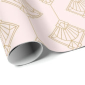アールデコ金ゴールド淡い色のとピンク ラッピングペーパー (ロールコーナー)