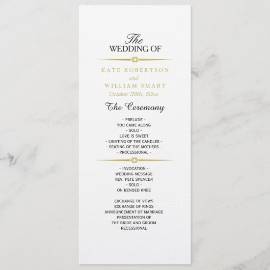 アールデコ金ゴールド結婚式 プログラム (正面)