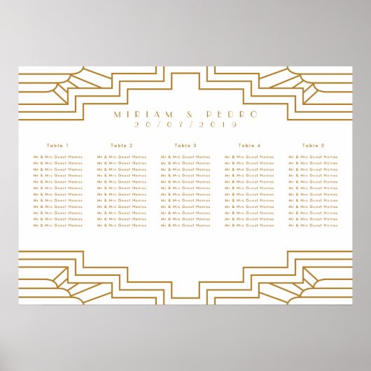 アールデコ金ゴールド製鉄器製座席図(横) ポスター (正面)