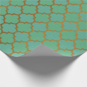 アールデコ金ゴールド魚釣りネットミントグリーンヨットクラブ ラッピングペーパー (角)