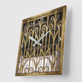 アールデコ金ゴールド スクエア壁時計 (傾斜)