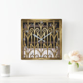 アールデコ金ゴールド スクエア壁時計 (ホーム)