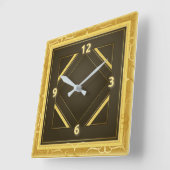 アールデコ金ゴールド スクエア壁時計 (傾斜)