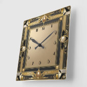 アールデコ金ゴールド スクエア壁時計 (傾斜)