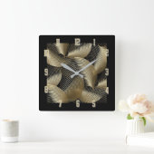 アールデコ金ゴールド スクエア壁時計 (ホーム)