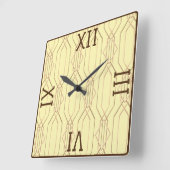 アールデコ金ゴールド、バタークリーム、ダークブラウン スクエア壁時計 (傾斜)