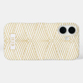 アールデコ金ゴールド&ホワイトモノグラムかわいらしiPhone 16 Case-Mate iPhoneケース (裏面 (横))