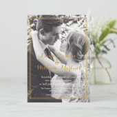 アールデコ金フレームの写真の結婚式招待状 招待状 (スタンド正面)