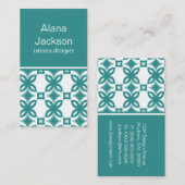 アールデコ開花名刺、ターコイズ 名刺 (正面/裏面)