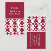 アールデコ開花名刺、濃いピンク 名刺 (正面/裏面)