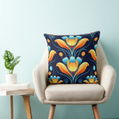 アールデコ青橙花 クッション (椅子)