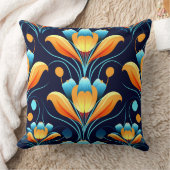 アールデコ青橙花 クッション (ブランケット)