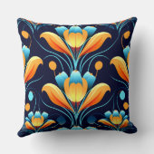 アールデコ青橙花 クッション (裏面)