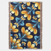 アールデコ青橙花 スローブランケット (正面縦)