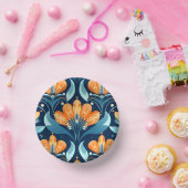 アールデコ青橙花 ペーパーボウル (パーティー)