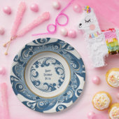 アールデコ青白磁パーソナライズされた器 ペーパープレート (パーティー)