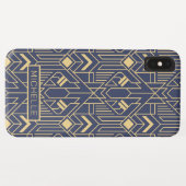 アールデコ青金ゴールドジオメトパーソナライズされたリ名 Case-Mate iPhoneケース (裏面(横))
