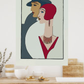 アールデコ顔、追加文字 ポスター (キッチン)