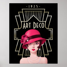 アールデコ風のヴィンテージ グラム 1920年代のレディ ブラック ポスター