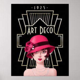アールデコ風のヴィンテージ グラム 1920年代のレディ ブラック ポスター